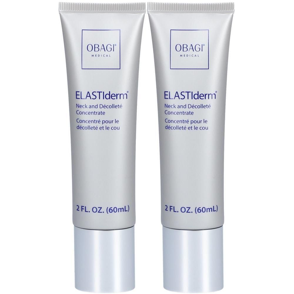 Deux tubes de concentré pour le décolleté et le cou ELASTIderm d'Obagi, 60ml chacun.