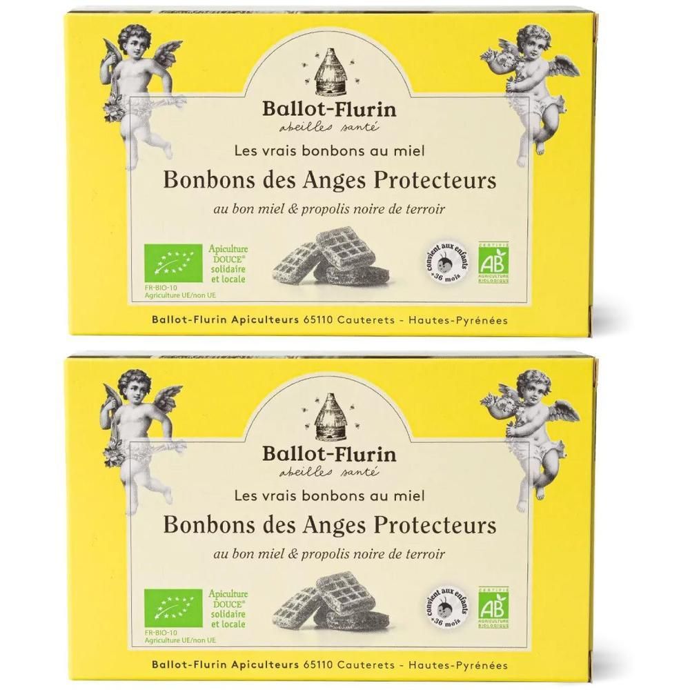 Deux boîtes de Ballot-Flurin Bonbons des Anges Protecteurs au miel et propolis.