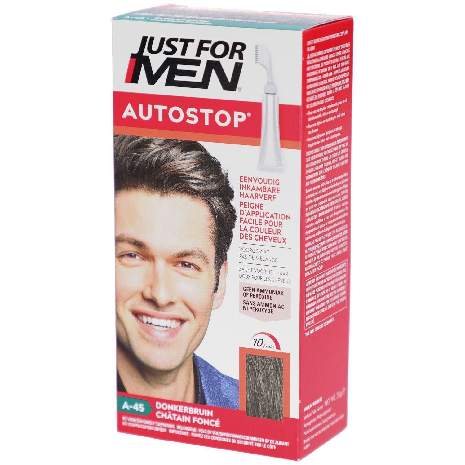 Just For Men Autostop Color Chatain Foncé A-45. Boîte avec peigne applicateur.