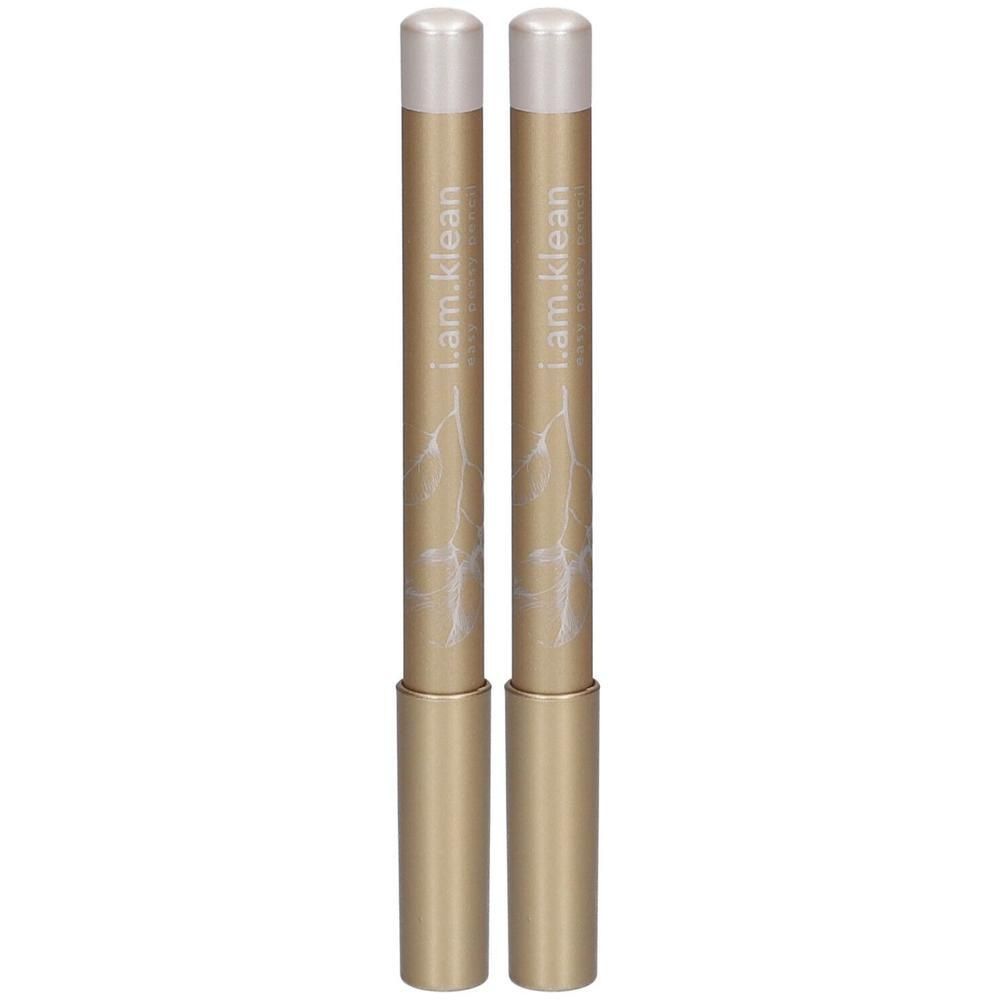 Deux crayons dorés avec capuchon blanc et motif discret.