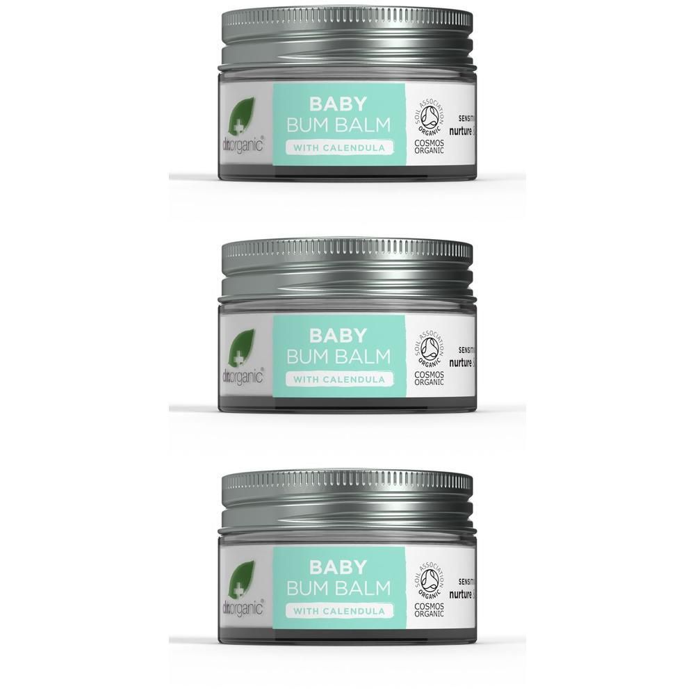 Trois pots de baume pour bébé au calendula.