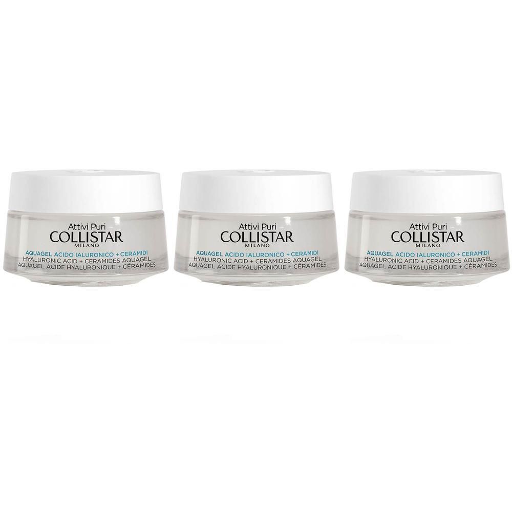 Drie Collistar Aquagel potjes met Hyaluronzuur + Ceramiden.