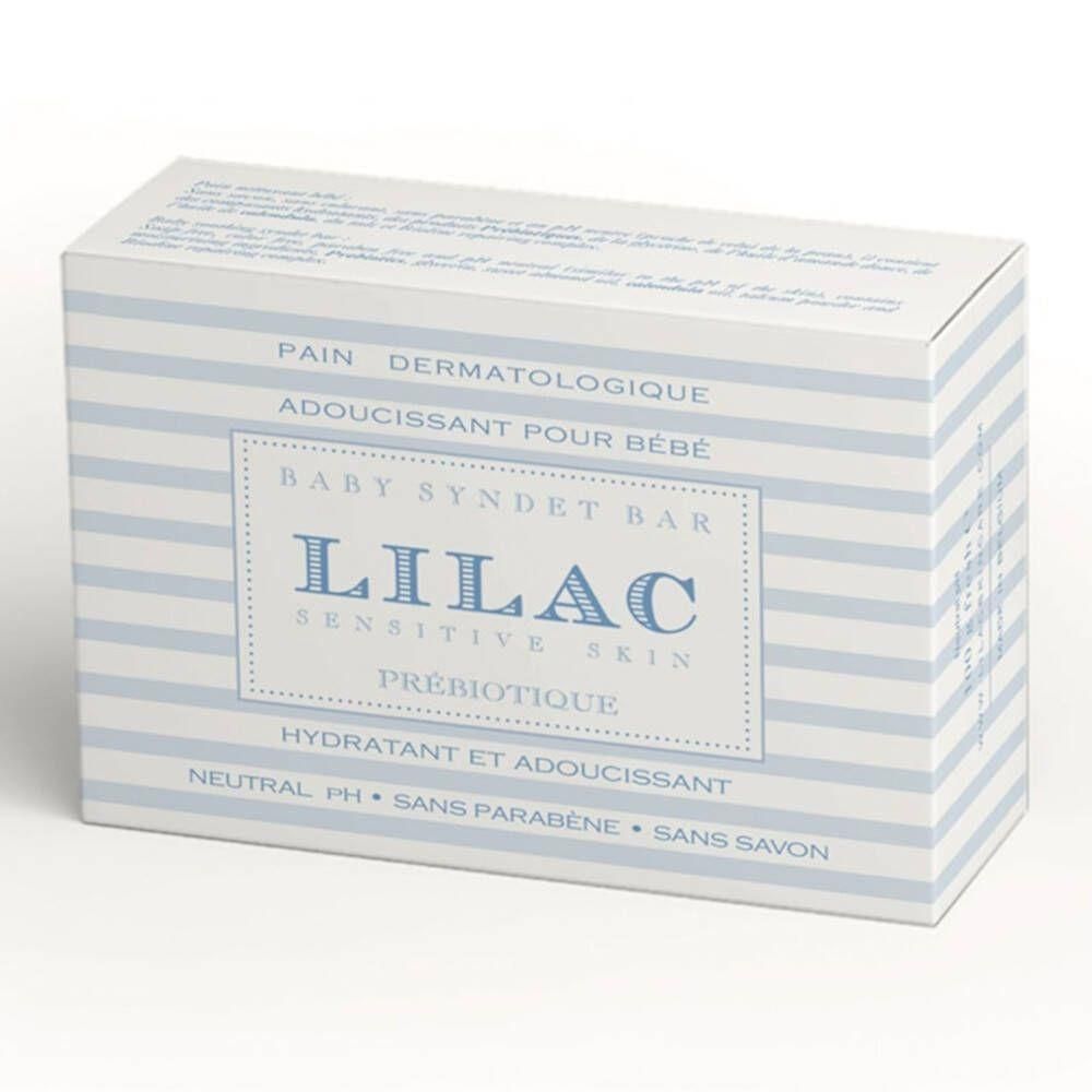 Boîte pour Lilac Baby Syndet Bar, dermatologique, hydratant et adoucissant.