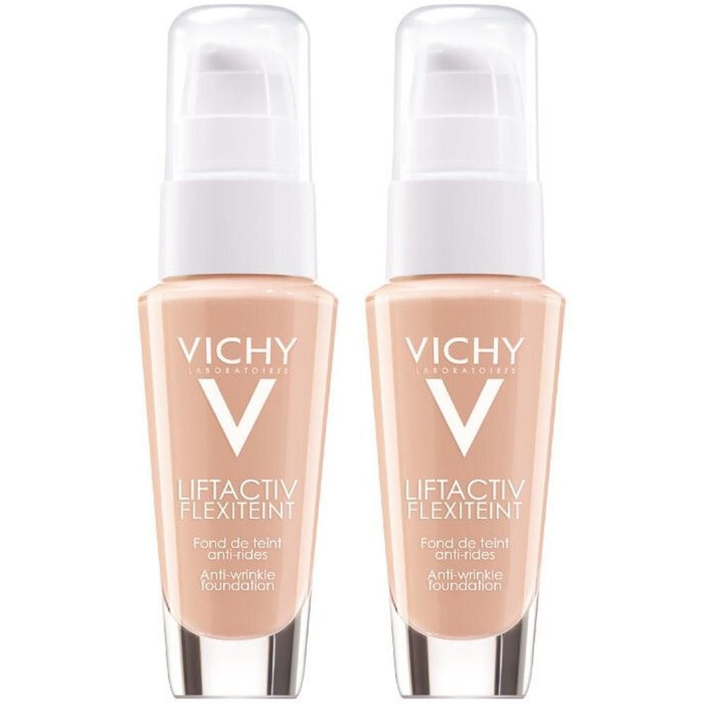 Deux flacons Vichy Liftactiv Flexiteint 35 Sable avec distributeurs à pompe.