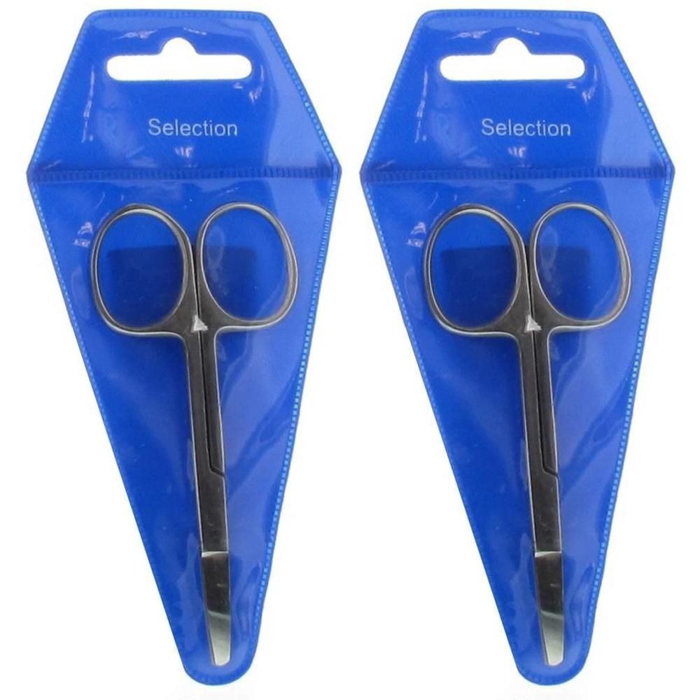 Deux petits ciseaux en acier inoxydable sous blister, marque "Selection".