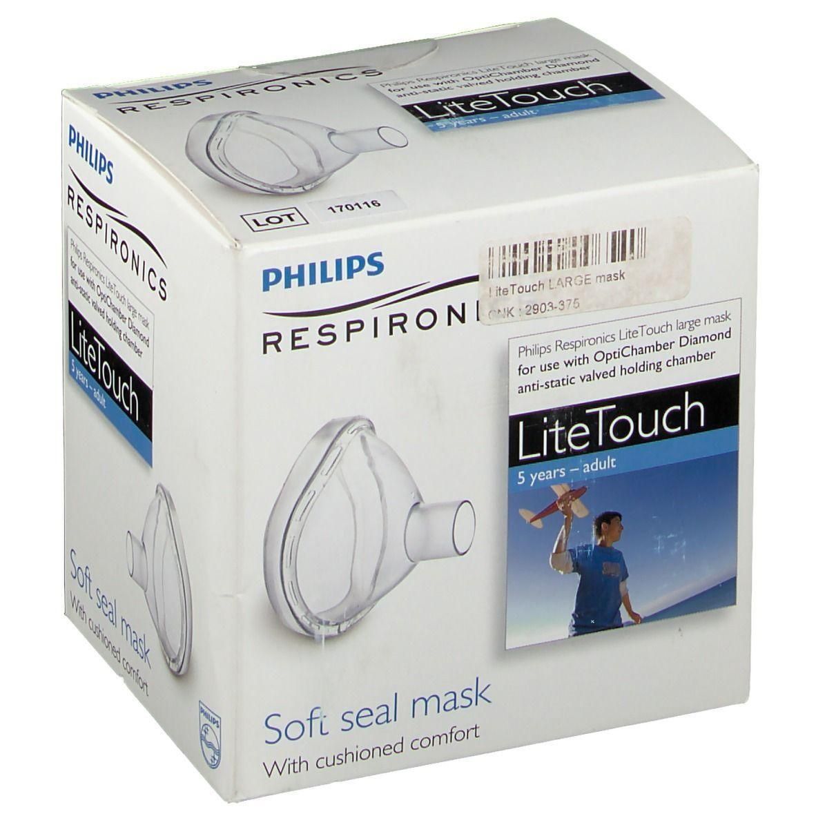 Philips Respironics LiteTouch masker voor volwassenen, zachte afsluiting.