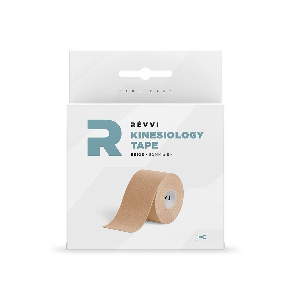 Boîte de tape de kinésiologie RÉVVI, beige, 50 mm x 5 m.