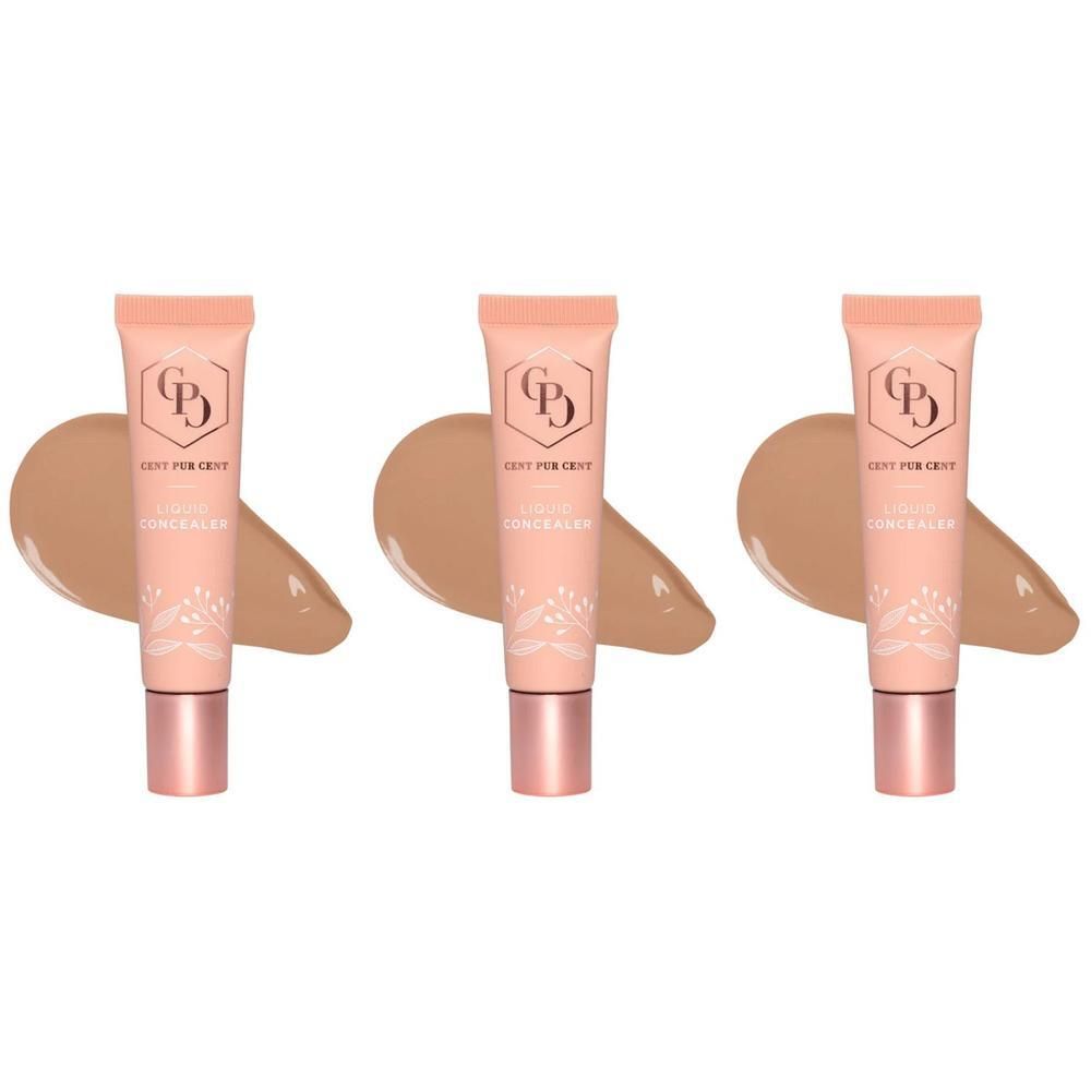 Trois tubes de correcteur liquide avec un échantillon à côté.
