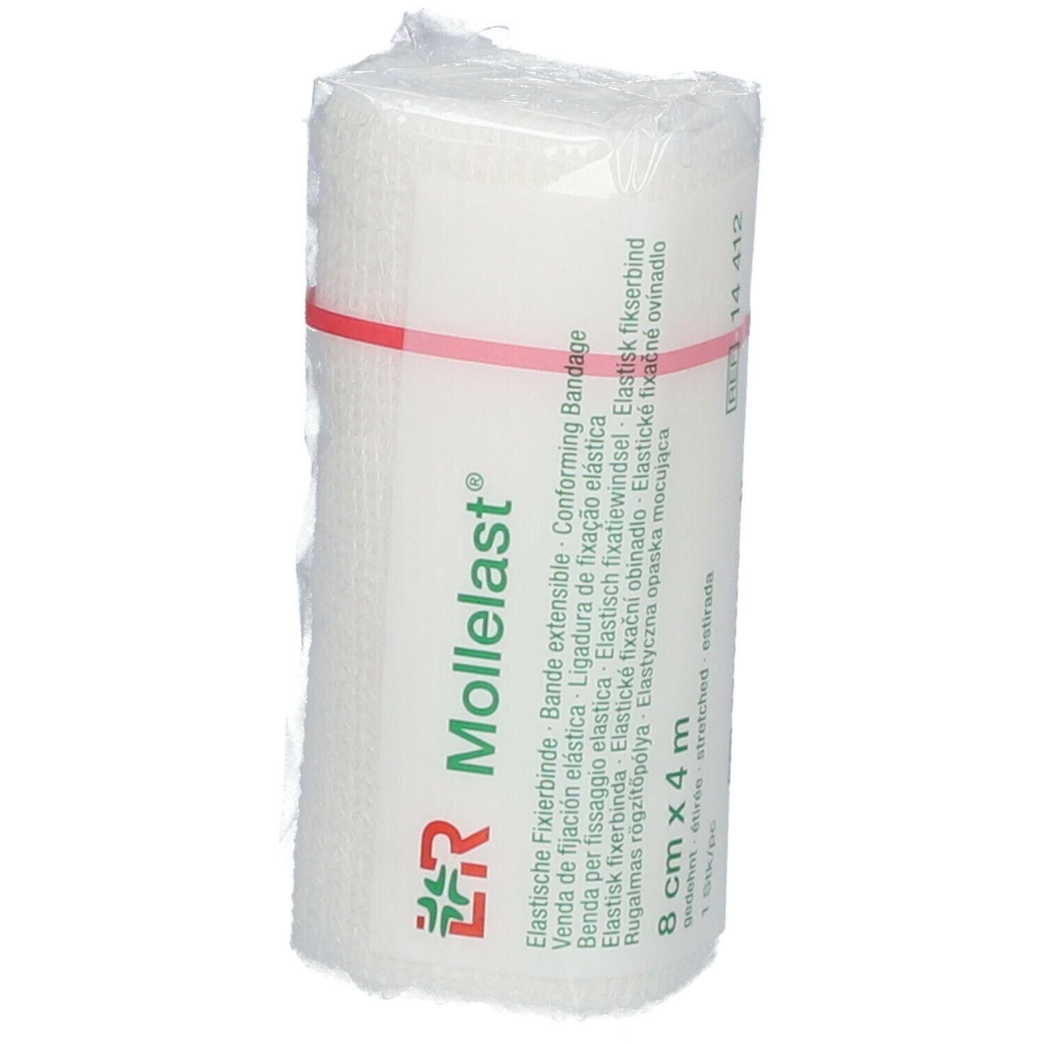 Elastische fixatiewindsel, 8 cm x 4 m, Mollelast.