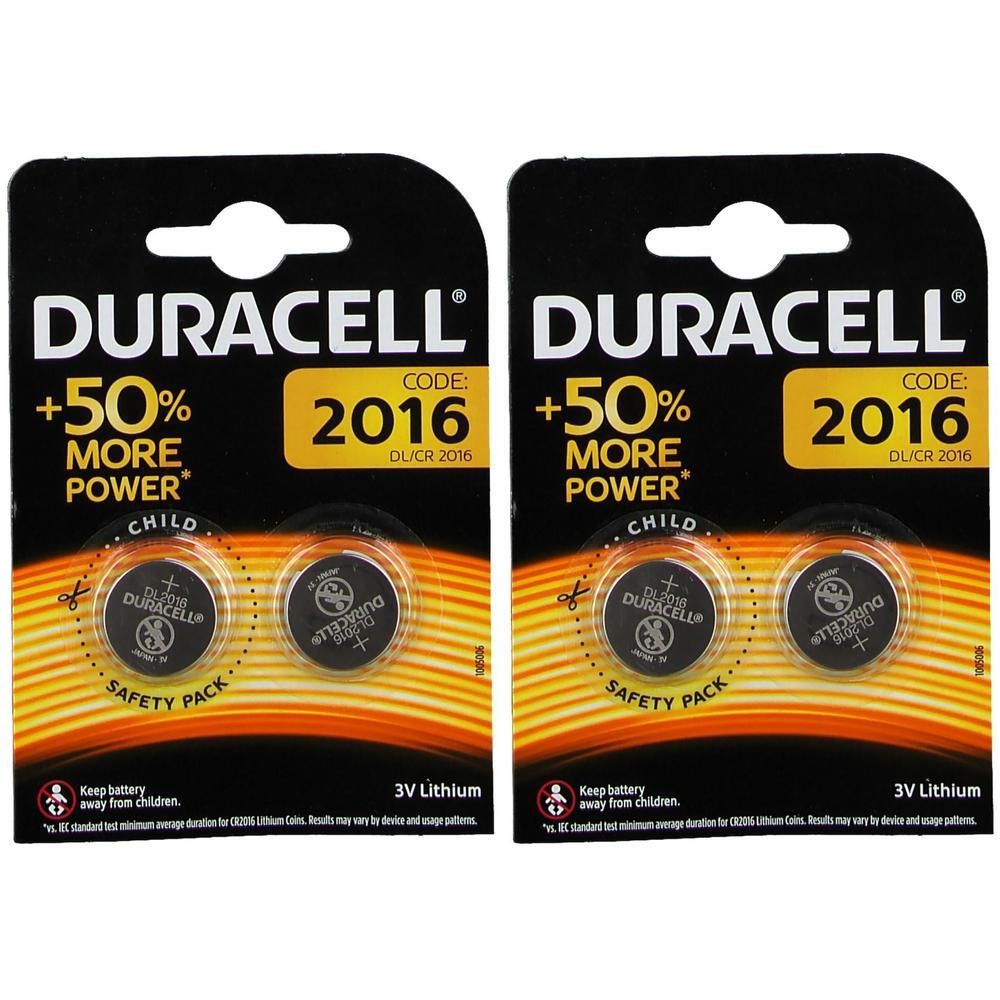 Deux piles bouton Duracell 2016 3V Lithium dans un emballage de sécurité.
