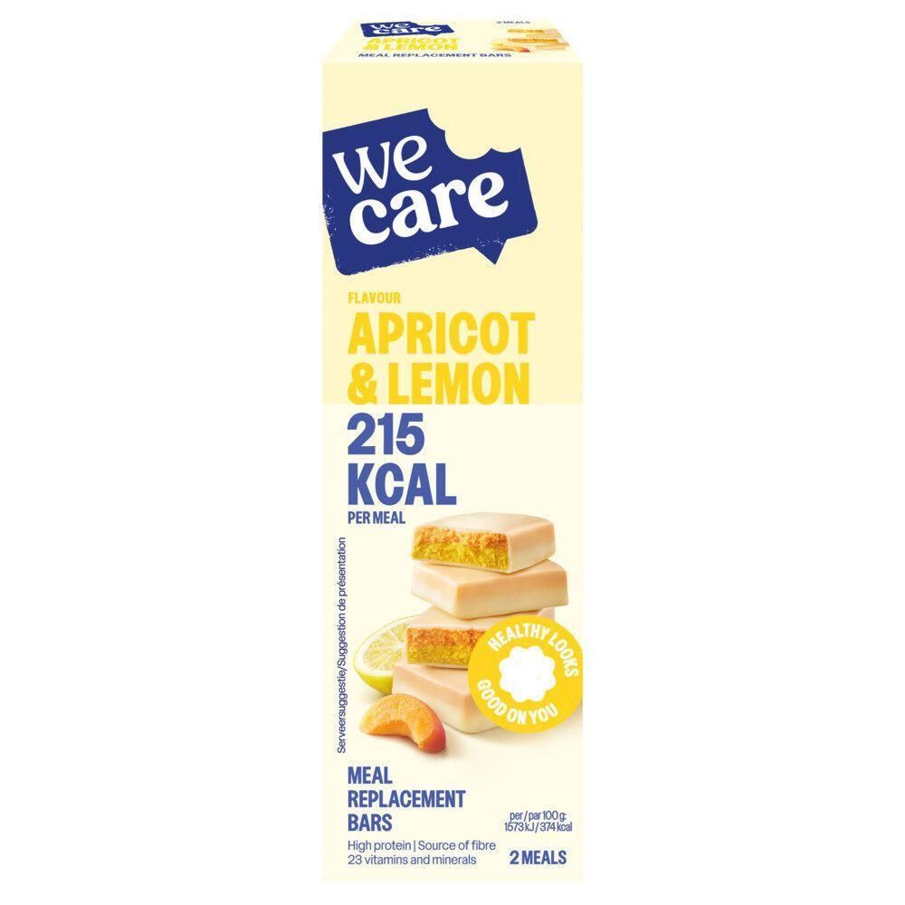 We Care Meal Replacement Bars, Abricot & Citron, 215 kcal par barre.