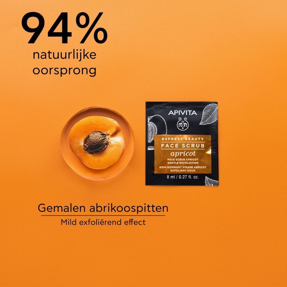 Apivita Express Beauty Gezichtsscrub Abrikoos. 94% van natuurlijke oorsprong.