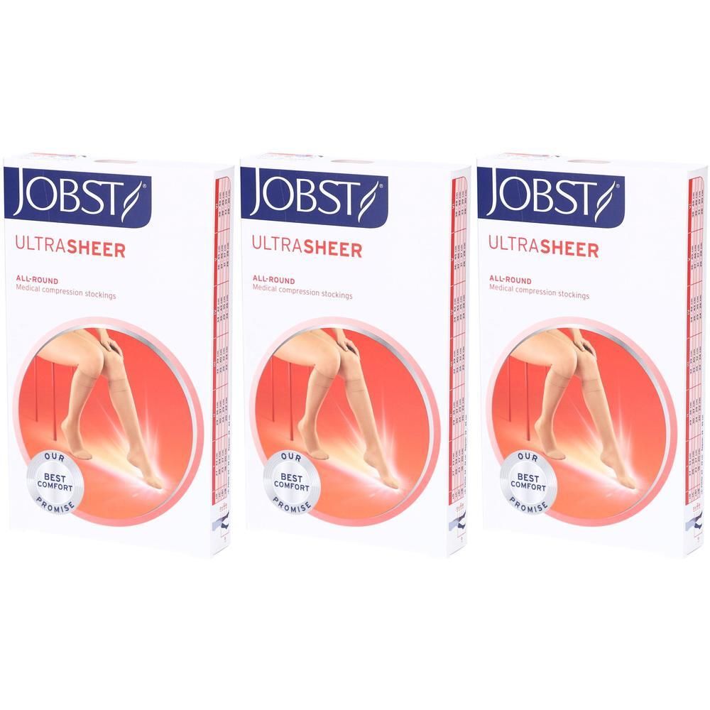 Drie dozen Jobst Ultrasheer medische compressiekousen, beige.
