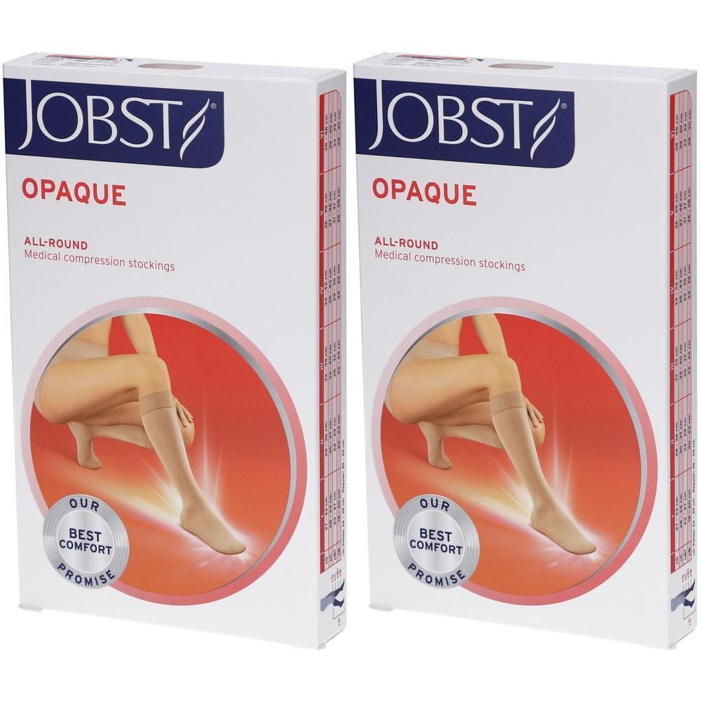 Twee dozen JOBST OPAQUE compressiekousen. Beige, knielang.
