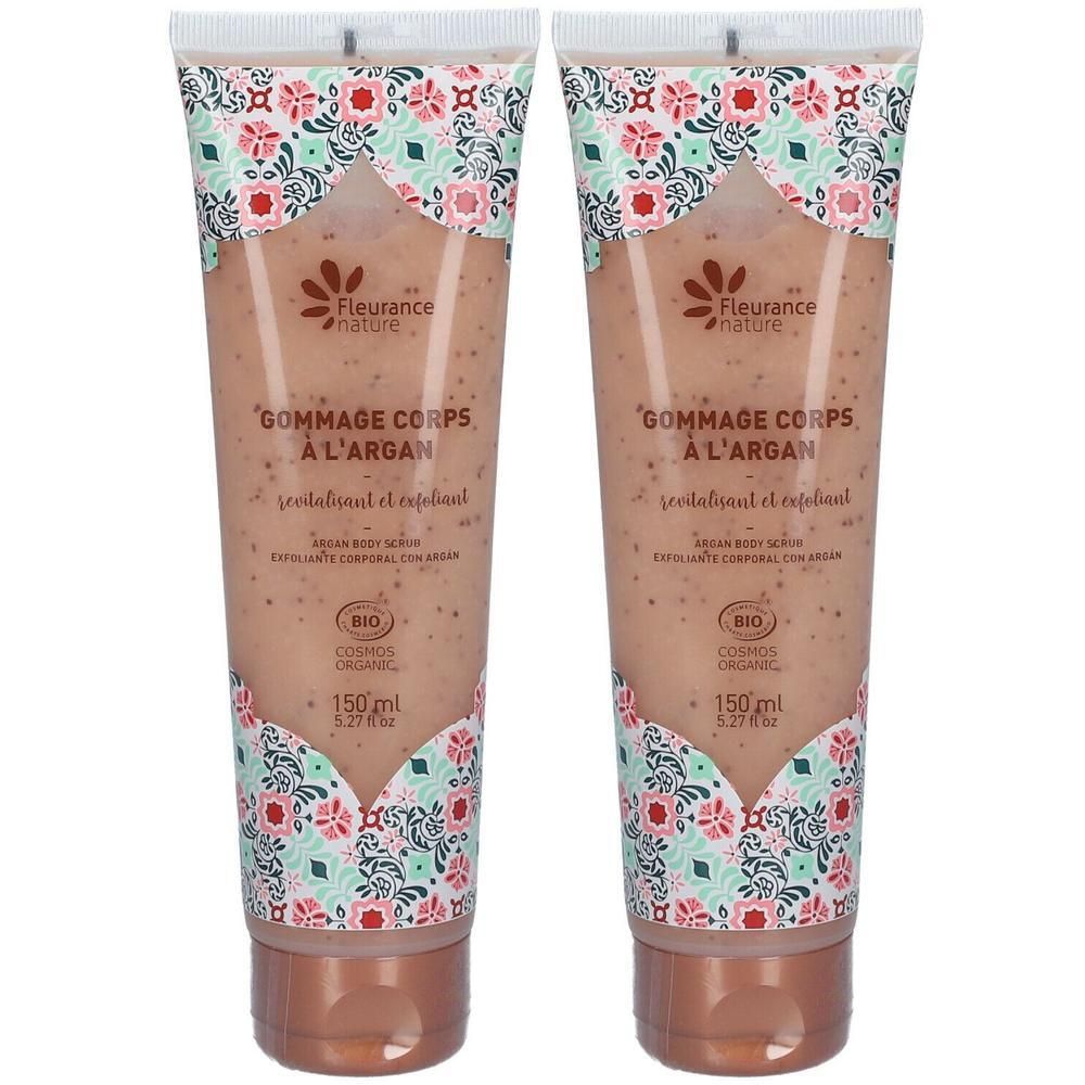 Twee tubes Fleurance Nature body scrub met arganolie, 150ml.