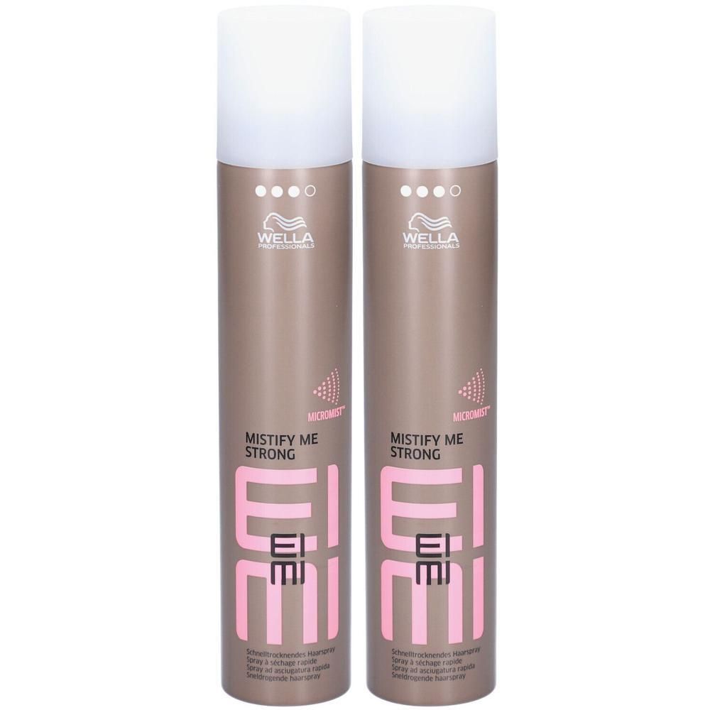 Twee bruine flacons Wella Professionals Mistify Me Strong haarlak.