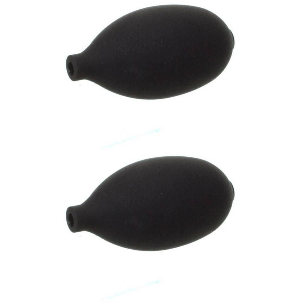 Deux poires en caoutchouc noires avec un embout étroit.