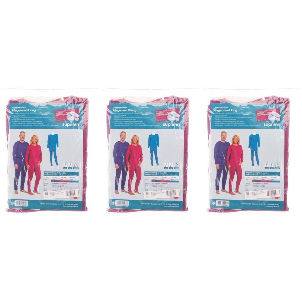 Trois paquets de combinaisons intégrales Bota Suprima 4701, montrant une combinaison homme et une combinaison femme.