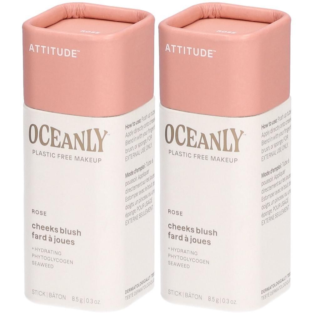 Deux bâtons de fard à joues Rose Oceanly Attitude, maquillage sans plastique.