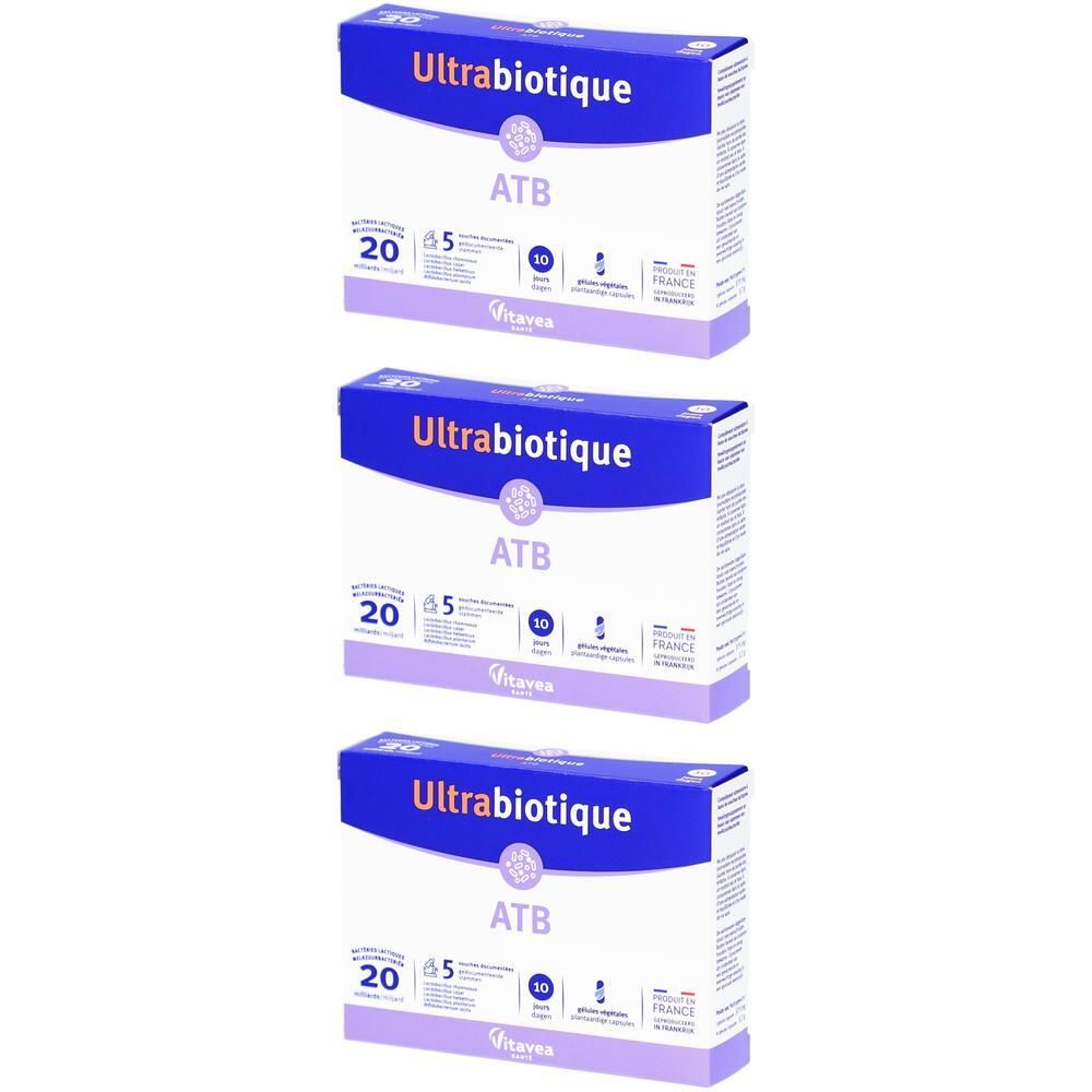 Drie pakken Ultrabiotique ATB Protect met 20 capsules.