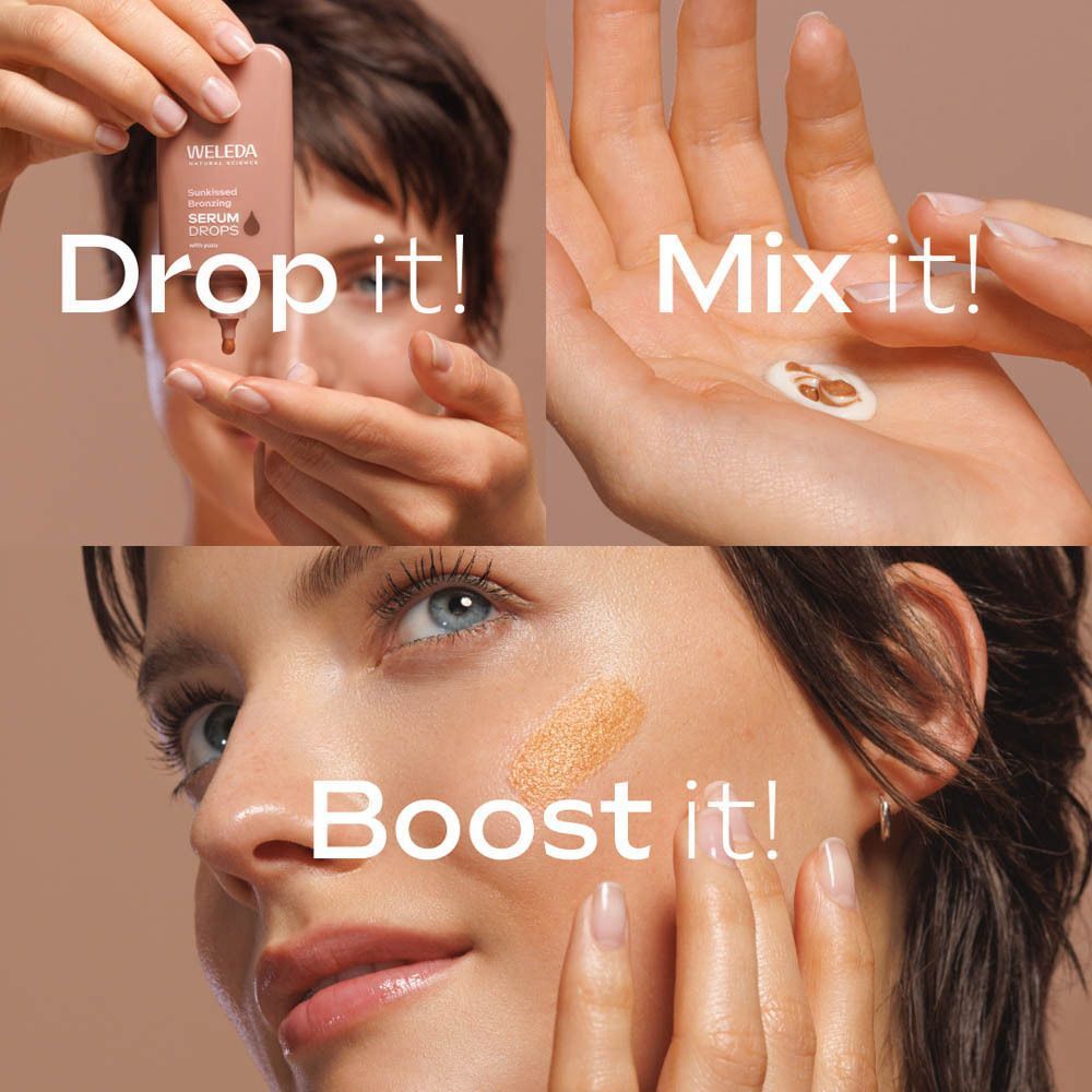 Gebruik van Weleda Sunkissed Bronzing Serum Drops.