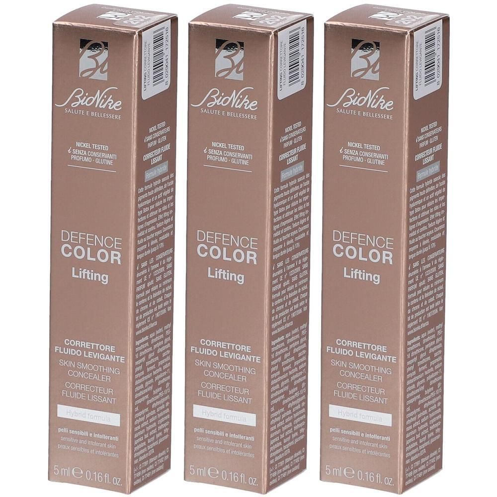 Drie BioNike Defense Color Lifting Concealers in de kleur Crème, 5ml.