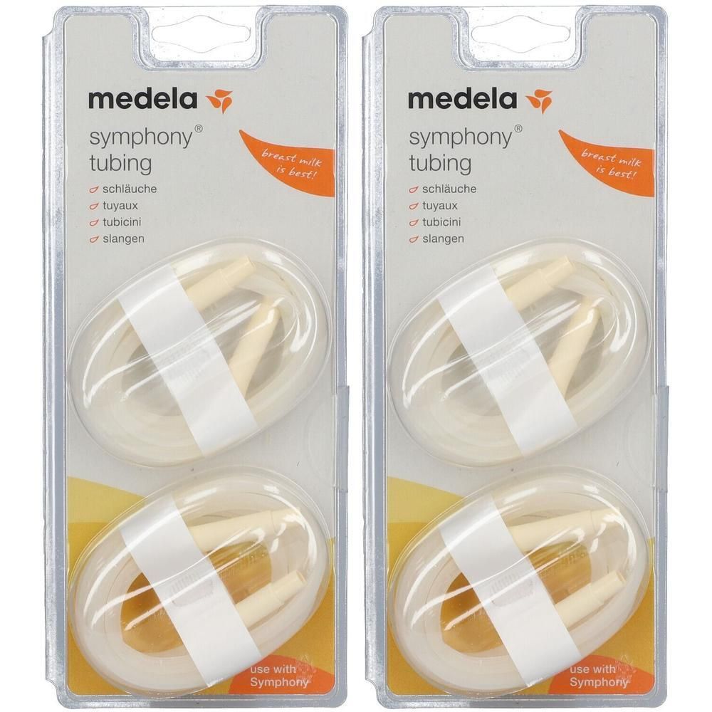 Deux paquets de tuyaux Medela Symphony, chacun contenant deux tuyaux et connecteurs.