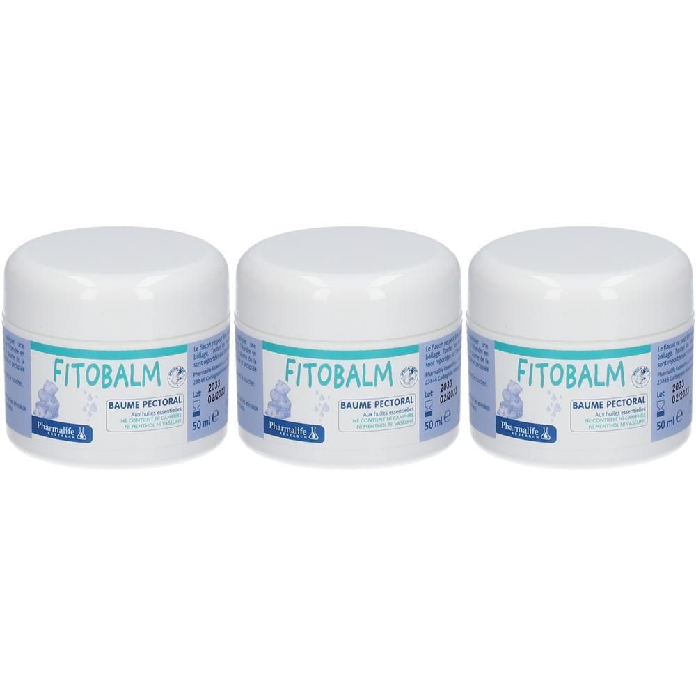 Trois pots blancs de Fitobalm, 50 ml.