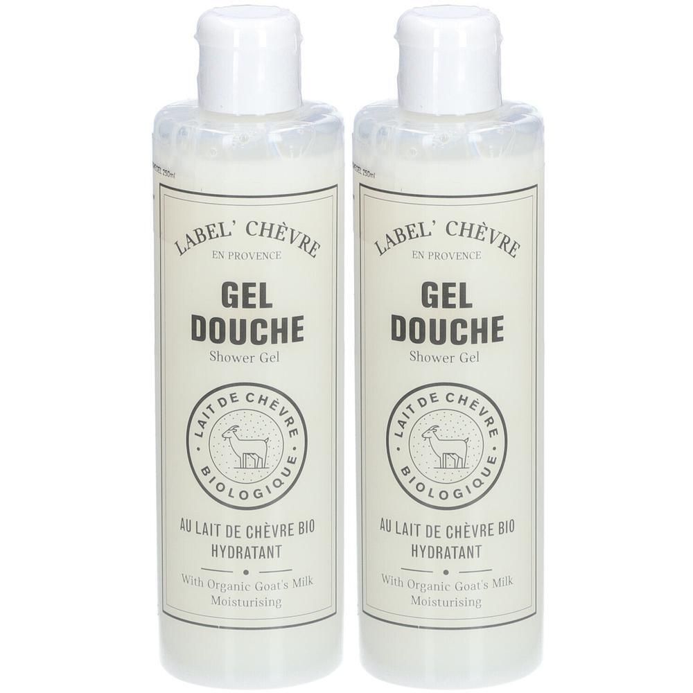 Deux bouteilles de Gel Douche Hydratant au Lait de Chèvre Bio.