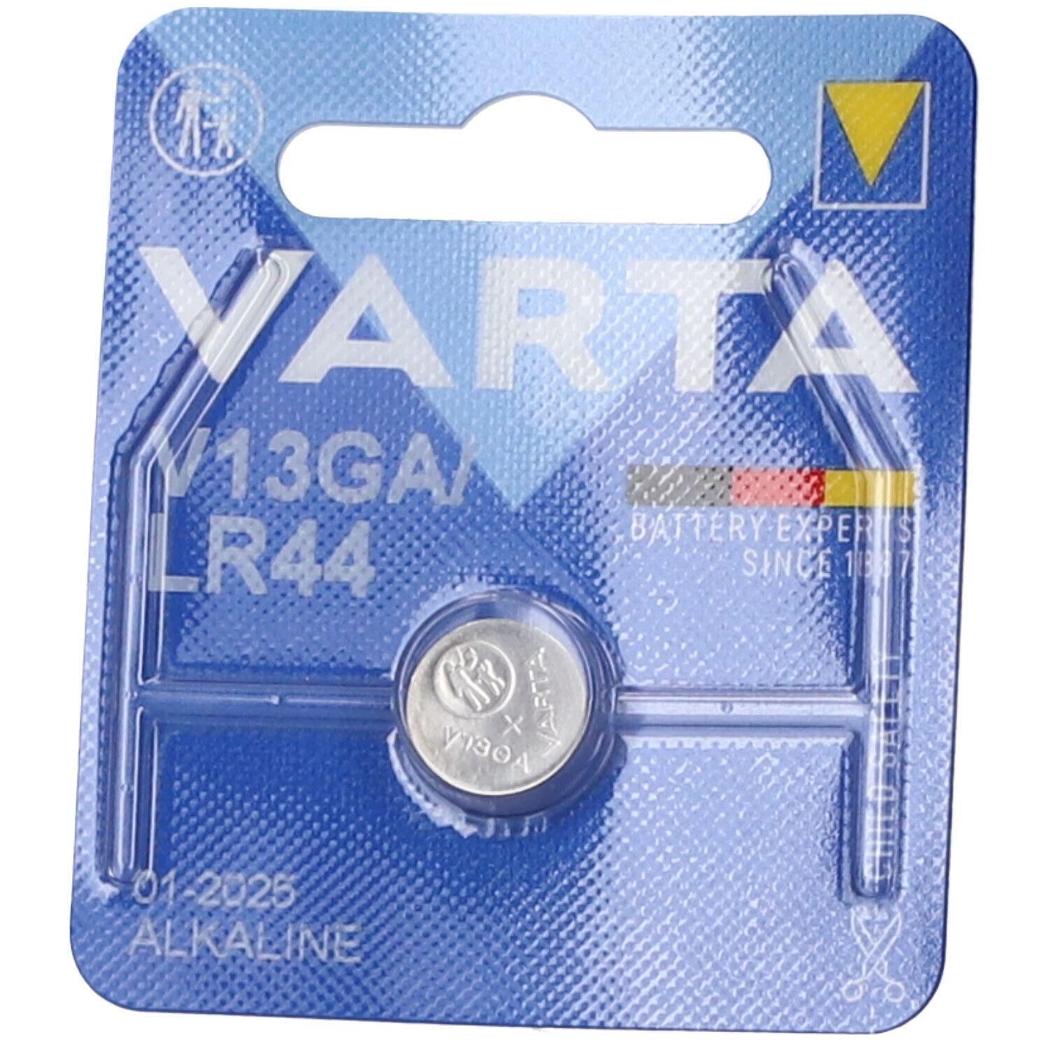 Varta knoopcel LR44/V13GA, Alkaline, in blisterverpakking.