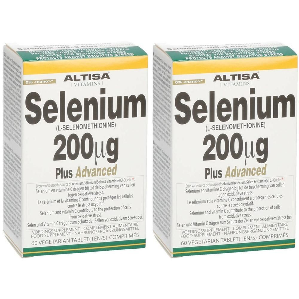 Deux boîtes de Altisa Selenium Plus Advanced 200µg, 60 comprimés végétariens.