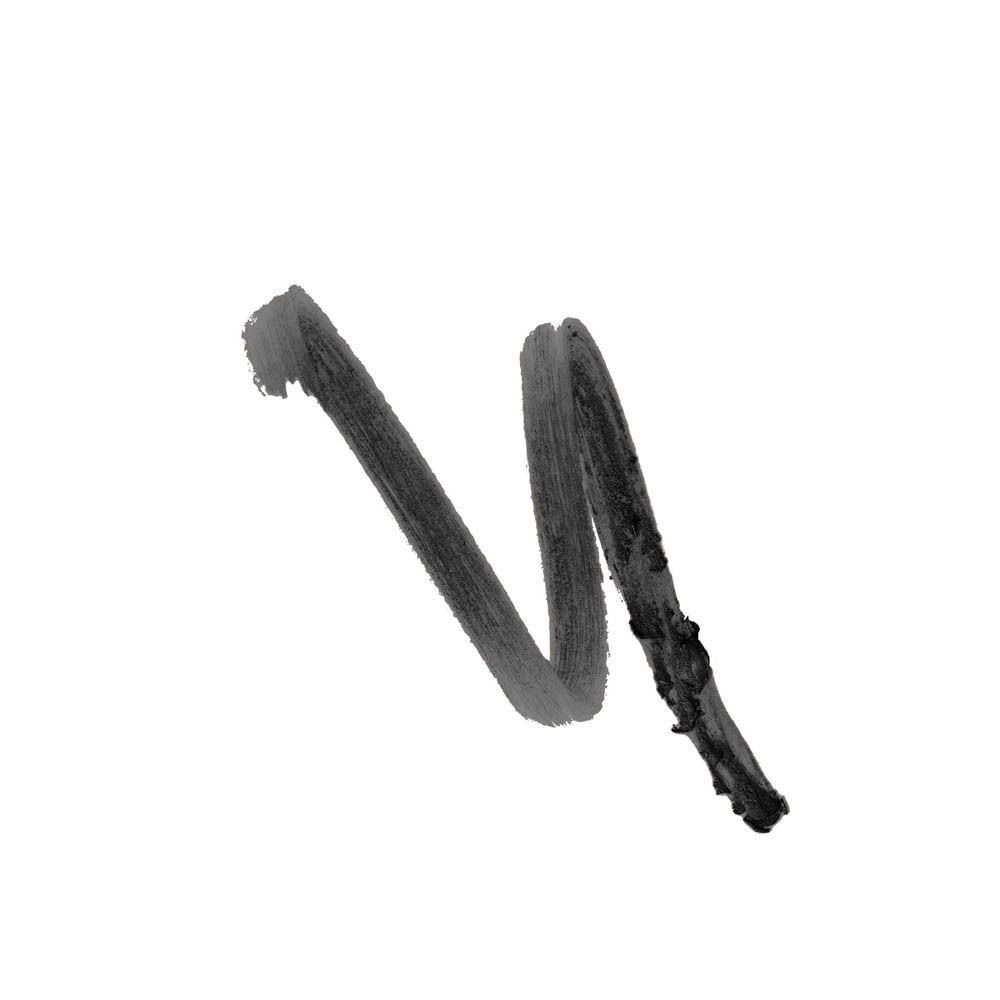 Une trace noire appliquée avec un crayon pour fard à paupières.