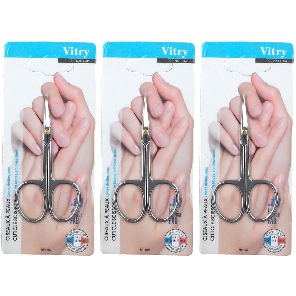 Vitry Ciseaux à peaux, Inox, 3 pièces sous blister.