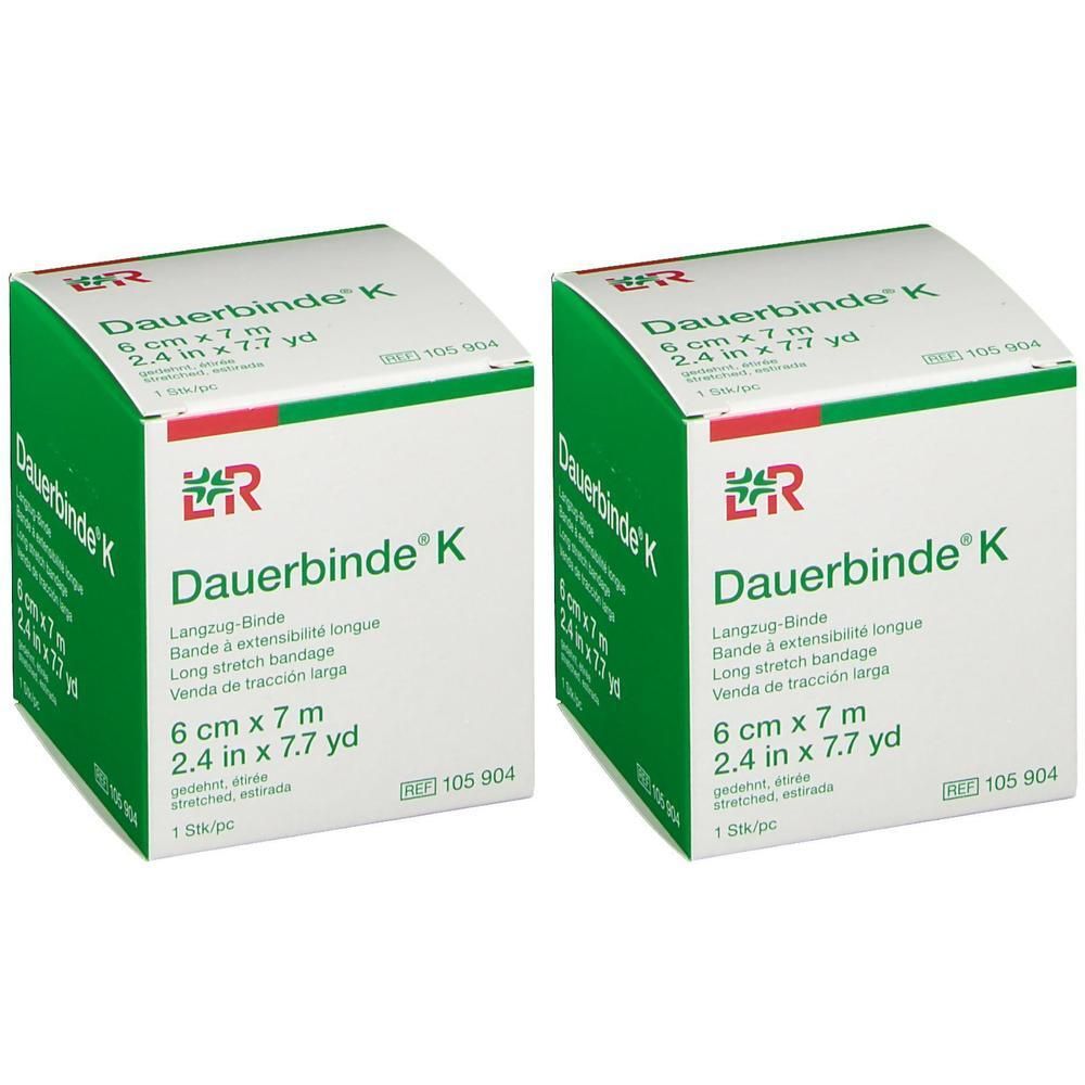 Deux paquets de Dauerbinde K, 6 cm x 7 m, bandage extensible.