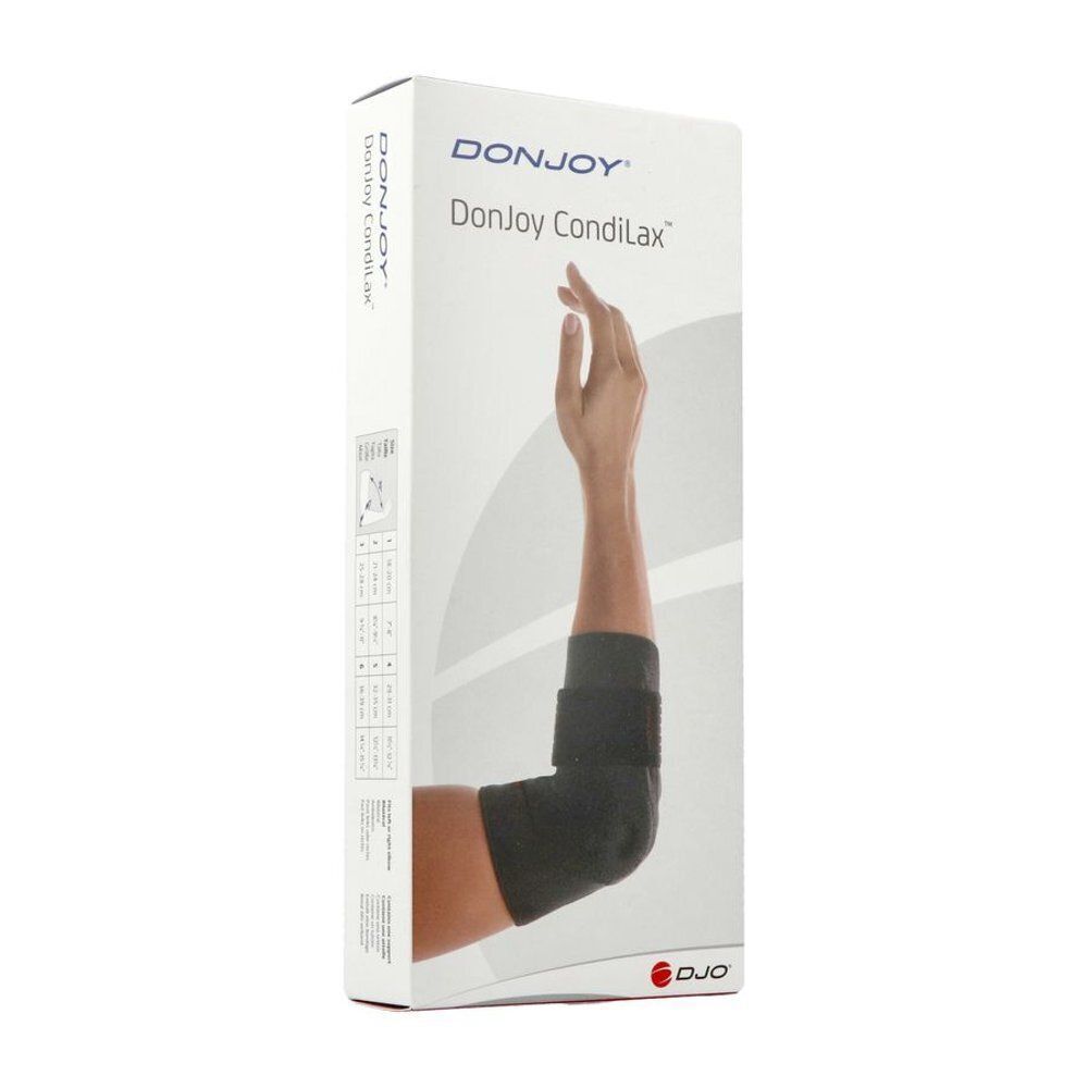 Verpakking voor DonJoy CondiLax elleboogbrace met armafbeelding.