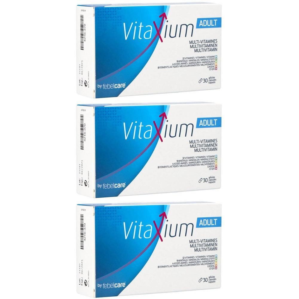 Vitaxium Adult Multivitamine verpakking met 30 tabletten.
