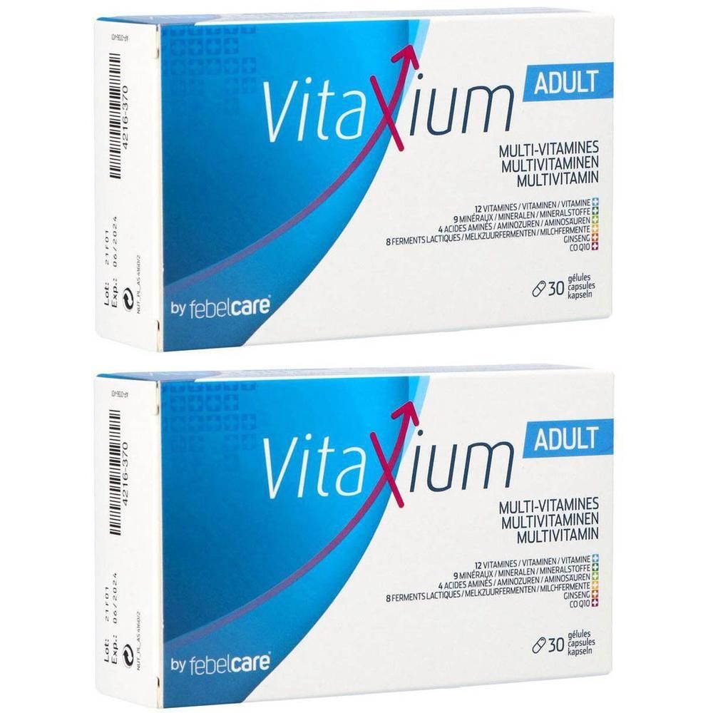 Vitaxium Adult Multivitamine verpakking met 30 capsules.