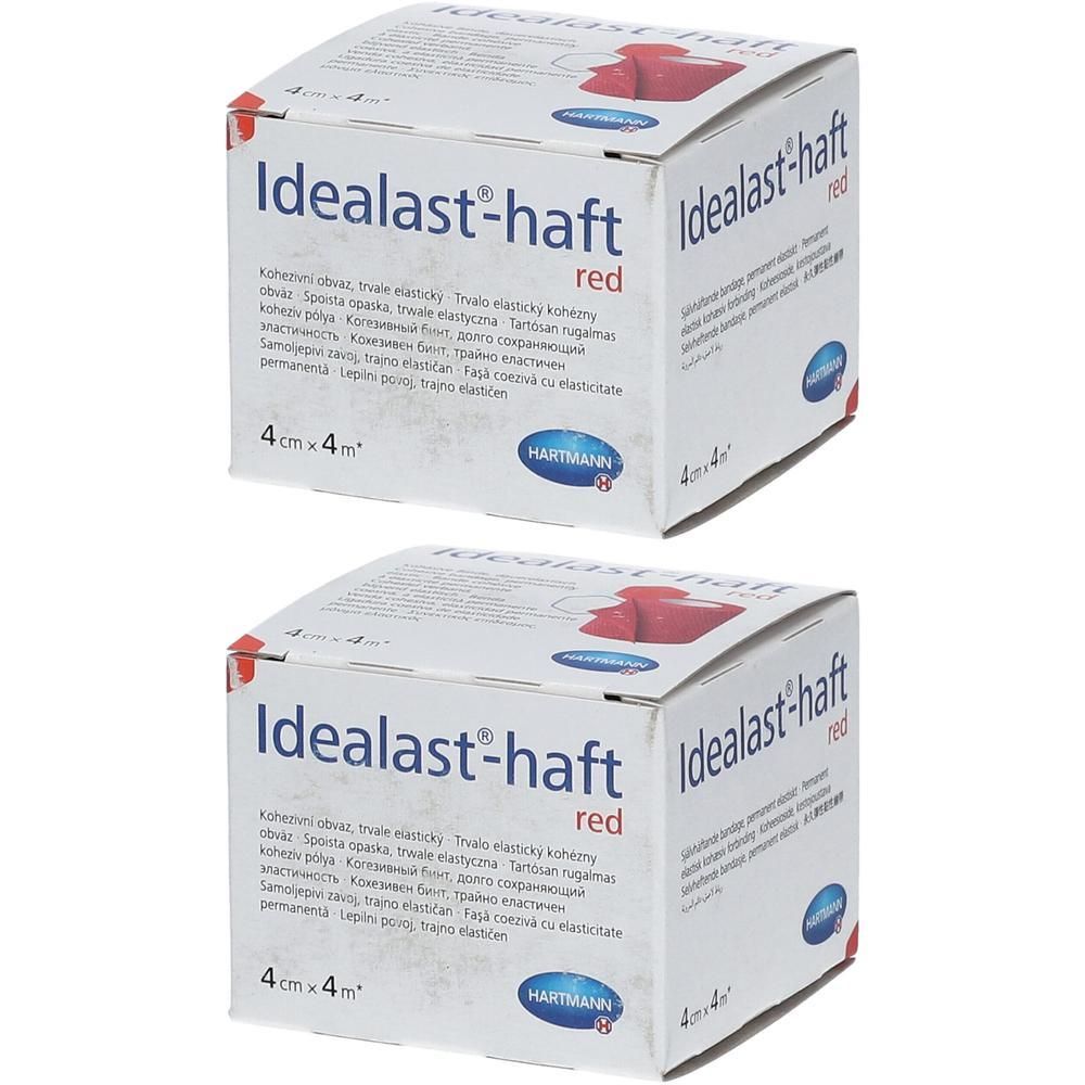 Deux boîtes Hartmann Idealast-haft Rouge, 4cm x 4m. Logo Hartmann visible.