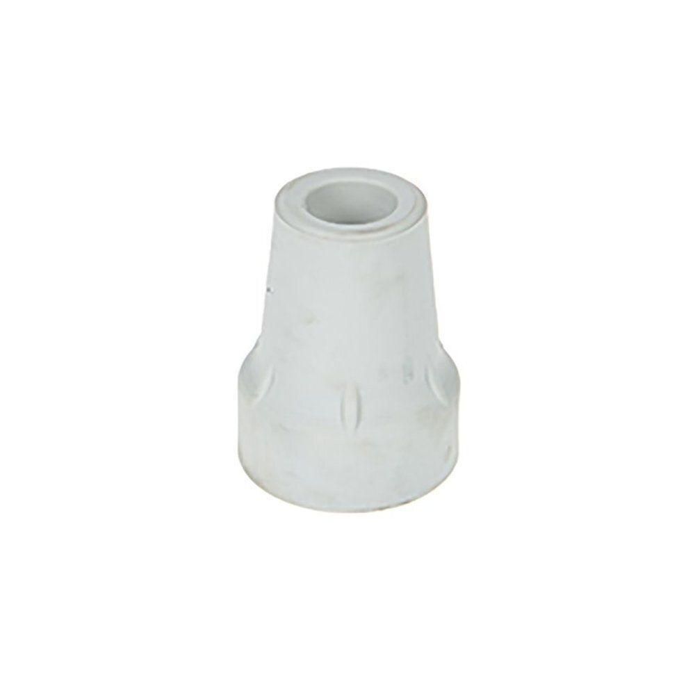 Embout en caoutchouc gris pour béquille. Forme conique avec bord rainuré.