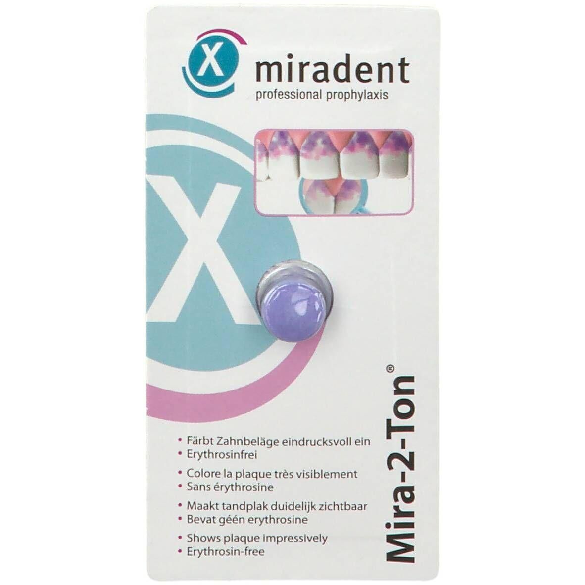 Miradent Mira-2-Ton Plakverklikkers: Maakt tandplak zichtbaar, zonder erytrosine.