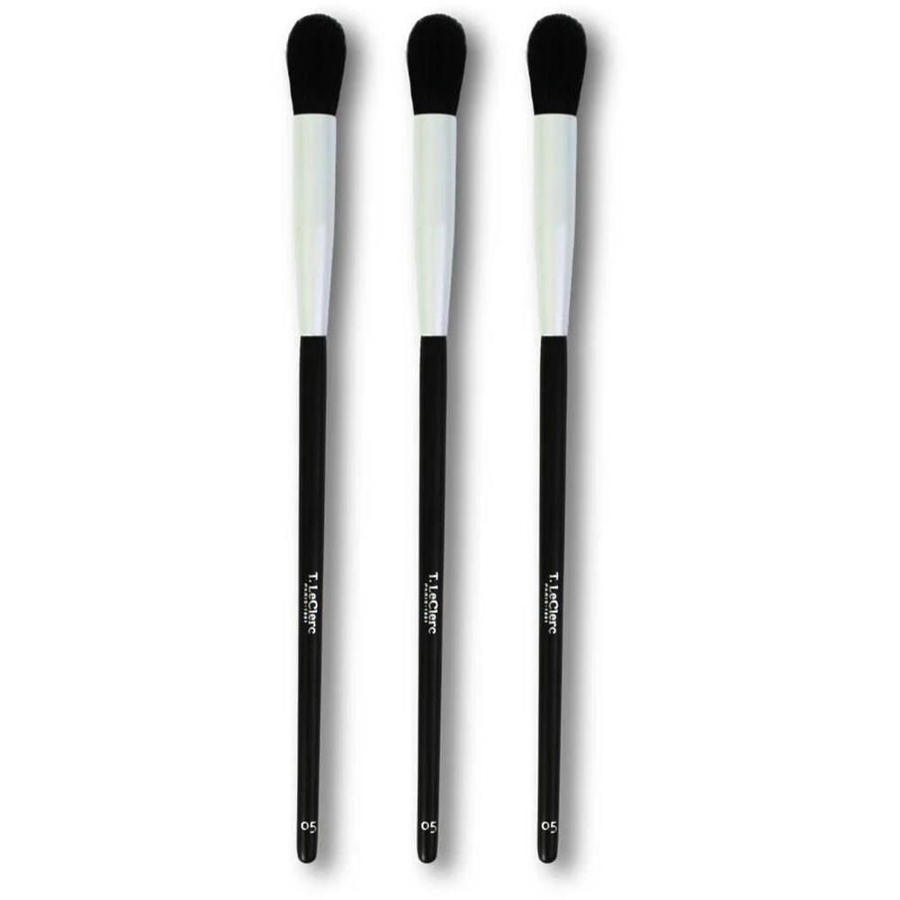 Trois pinceaux estompeurs yeux T. LeClerc N°05, manches noirs, accents blancs.