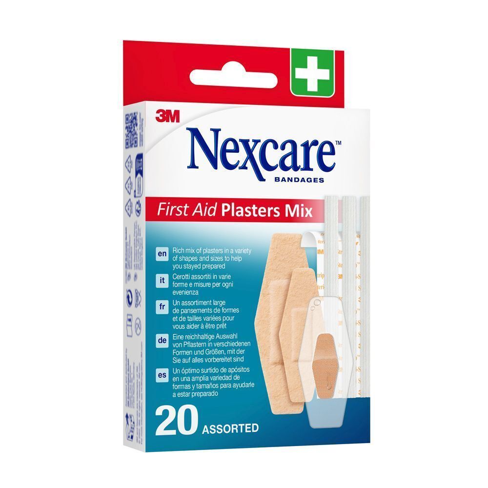Een pak Nexcare Pleisters Mix, 20 stuks.