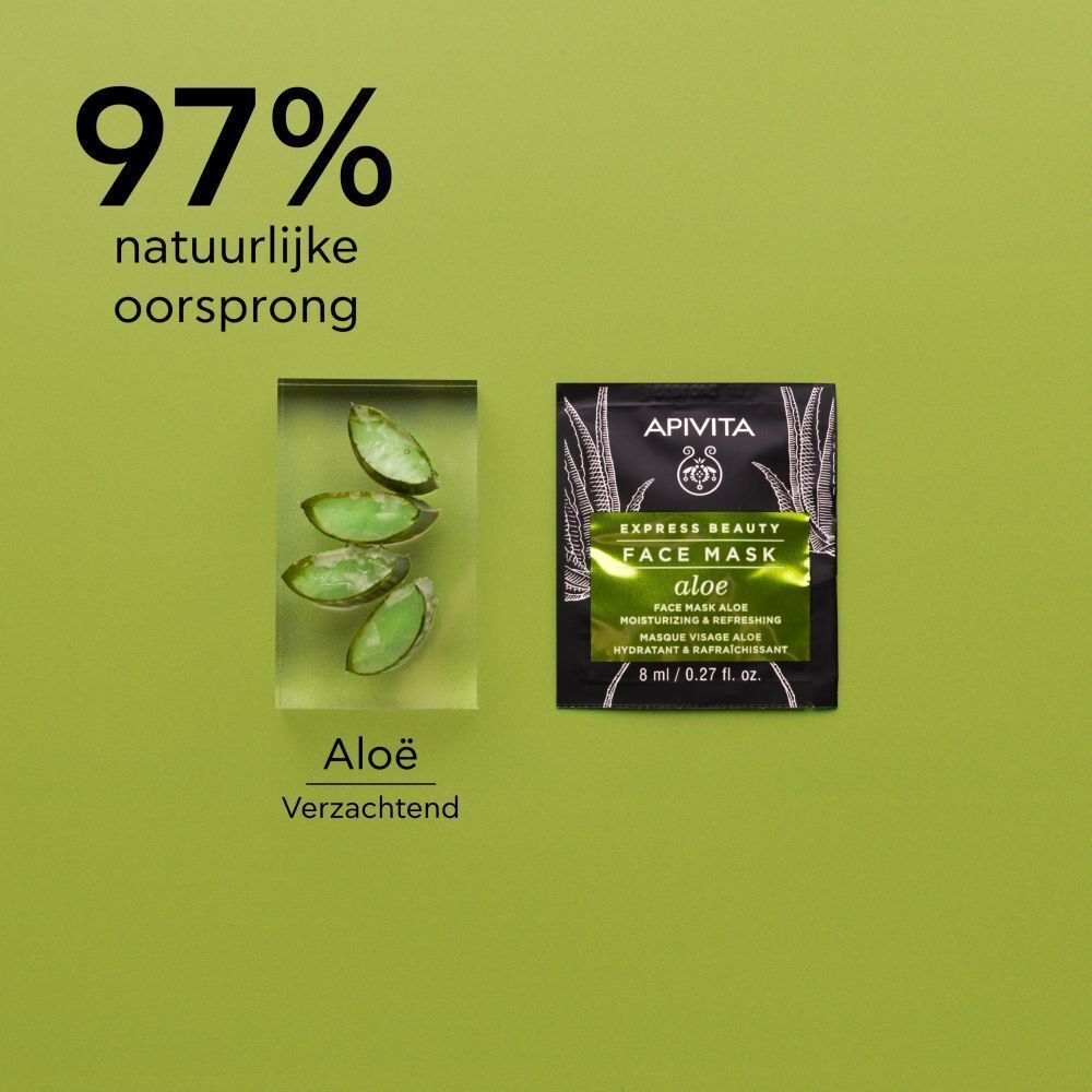 Apivita Express Beauty Gezichtsmasker Aloë met aloë vera. Verzachtende werking.