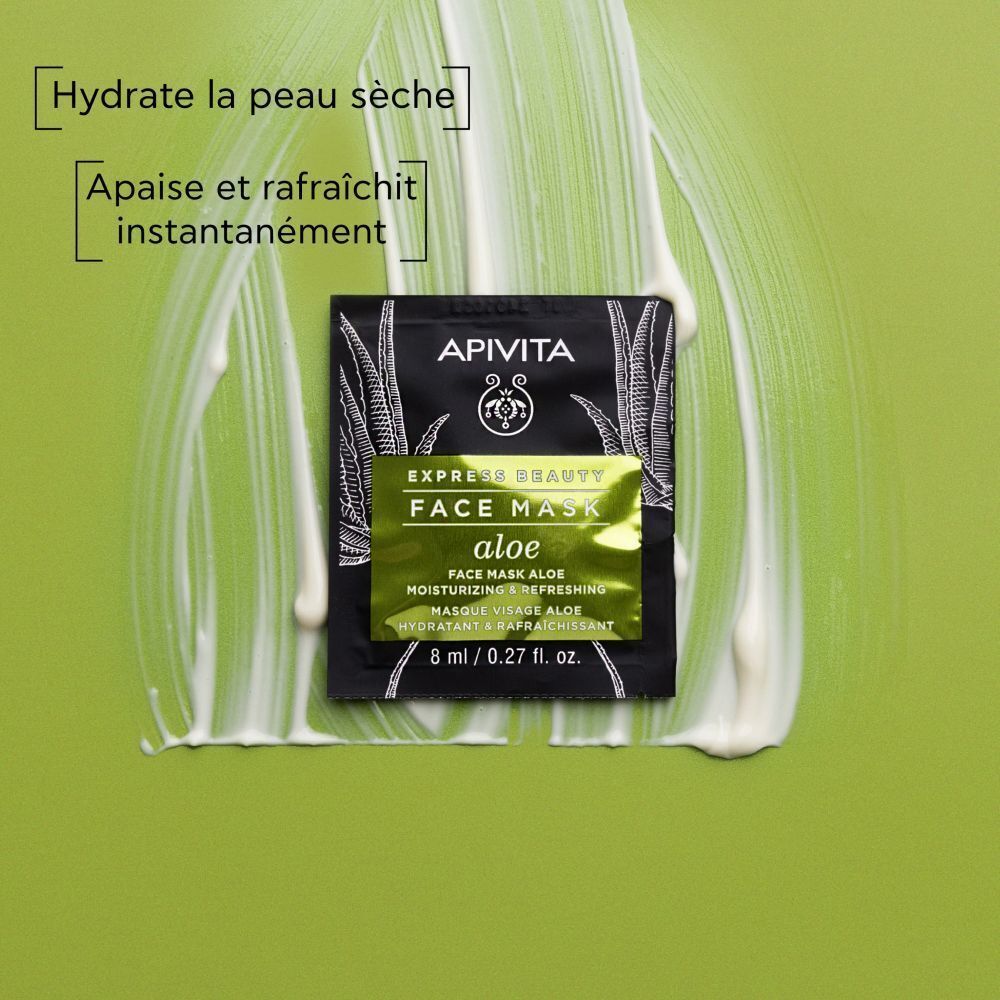 Masque facial Apivita Express Beauty Aloe, 8 ml.