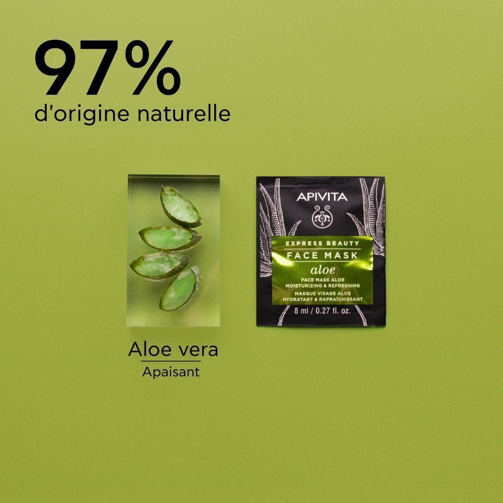Masque facial Apivita Express Beauty Aloe à l'aloe vera.