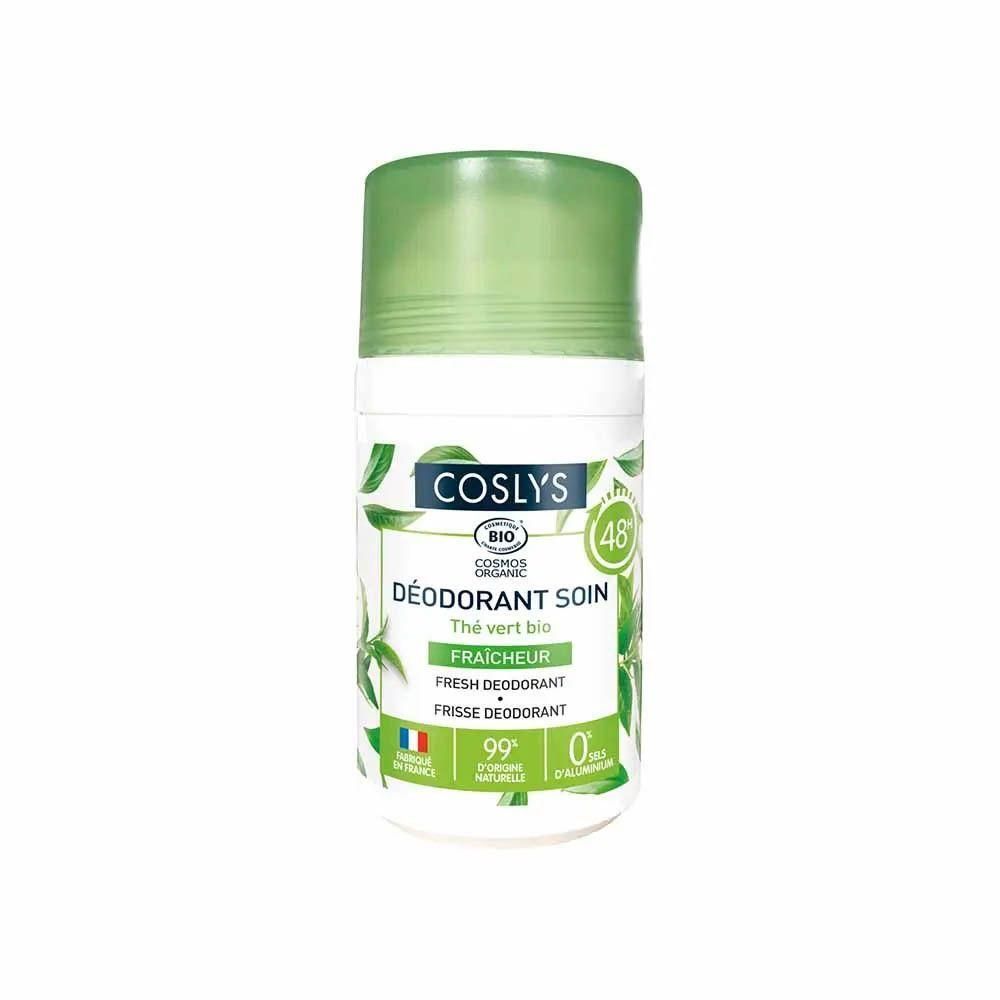 Déodorant soin fraîcheur COSLYS bio thé vert, roll-on.
