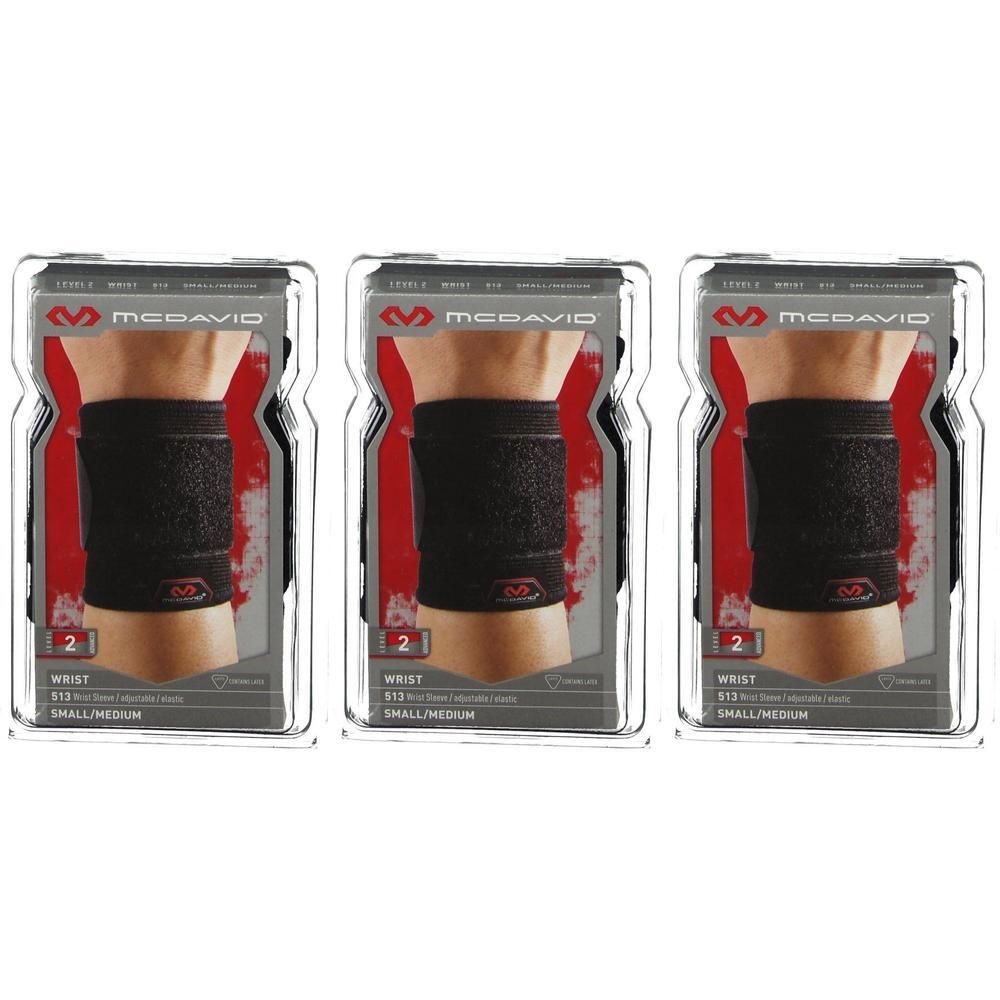 Trois supports de poignet McDavid noirs, taille S/M, en emballages individuels.