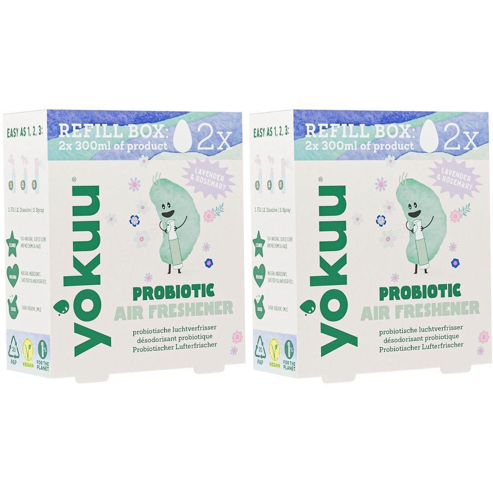 Deux boîtes de recharge Yokuu Désodorisant Probiotique Lavande & Romarin.