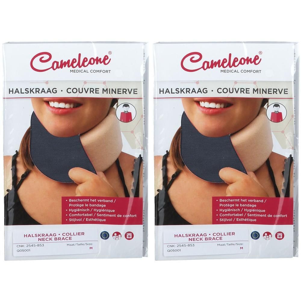 Twee Cameleone halskragen in grijs. Bieden bescherming en comfort.