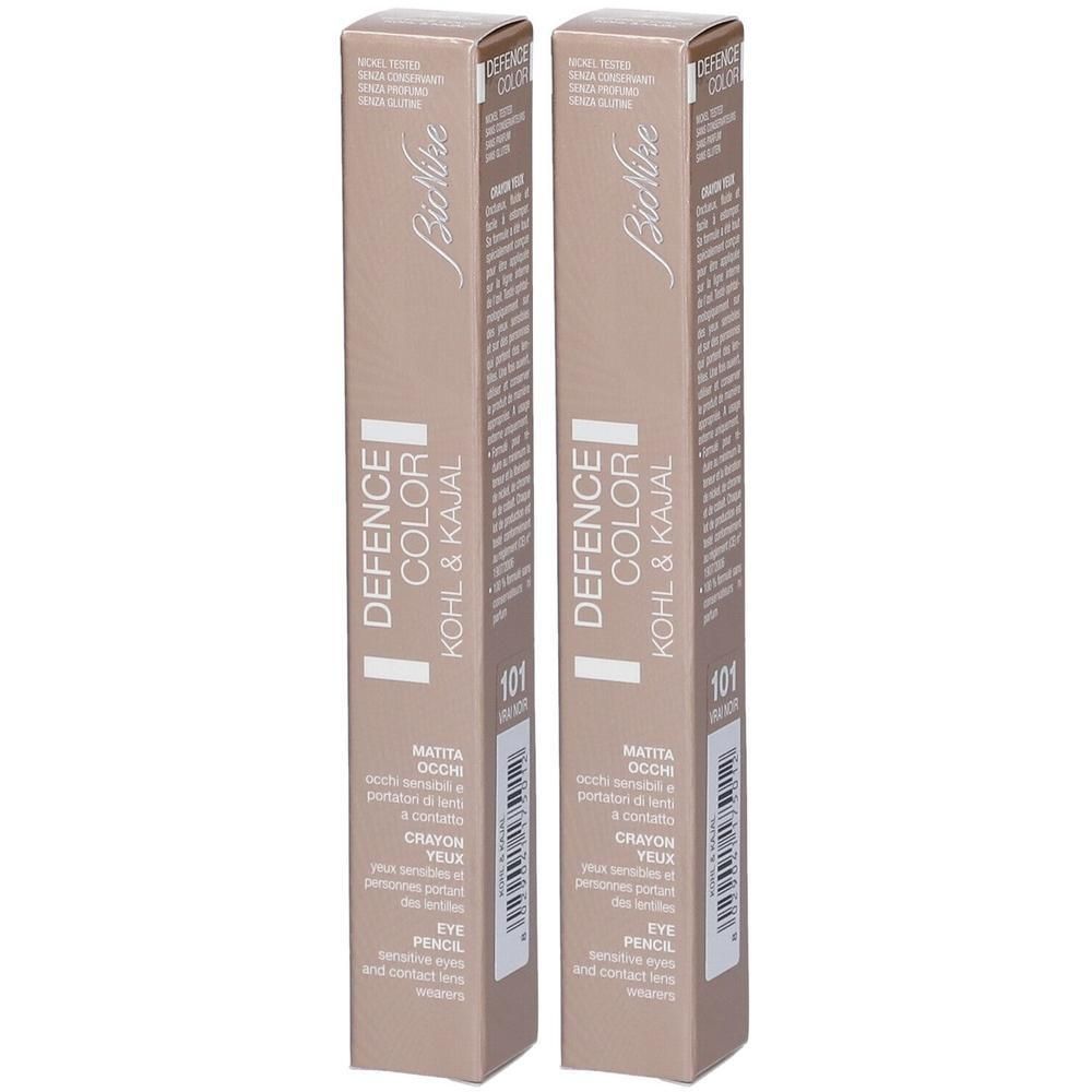 Deux paquets de crayon pour les yeux BioNike Defence Color, couleur 101 Vrai Noir.